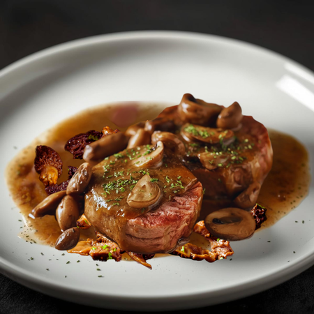 Beef Tenderlons Steak with Morel & Tarragon Marsala Sauce
