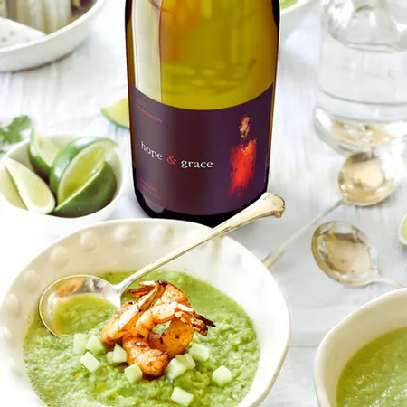 Green Gazpacho with Chili Cumin Shrimp